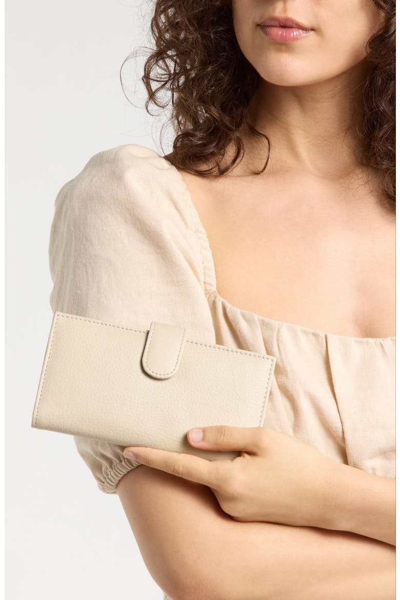 MUNDI Slim Leather Clutch Continental Wallet, Alternate, color, PARCHMENT