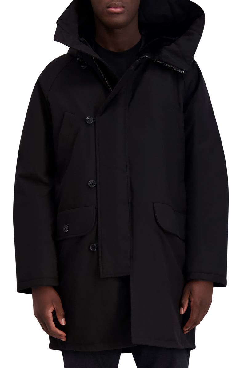 KARL LAGERFELD PARIS Hooded Parka, Main, color, Black