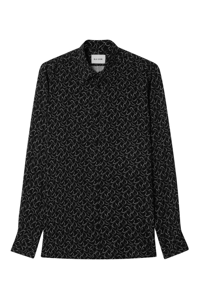 01 Pattern Button-Up Shirt, Main, color, BLACK DOTTED WAVE