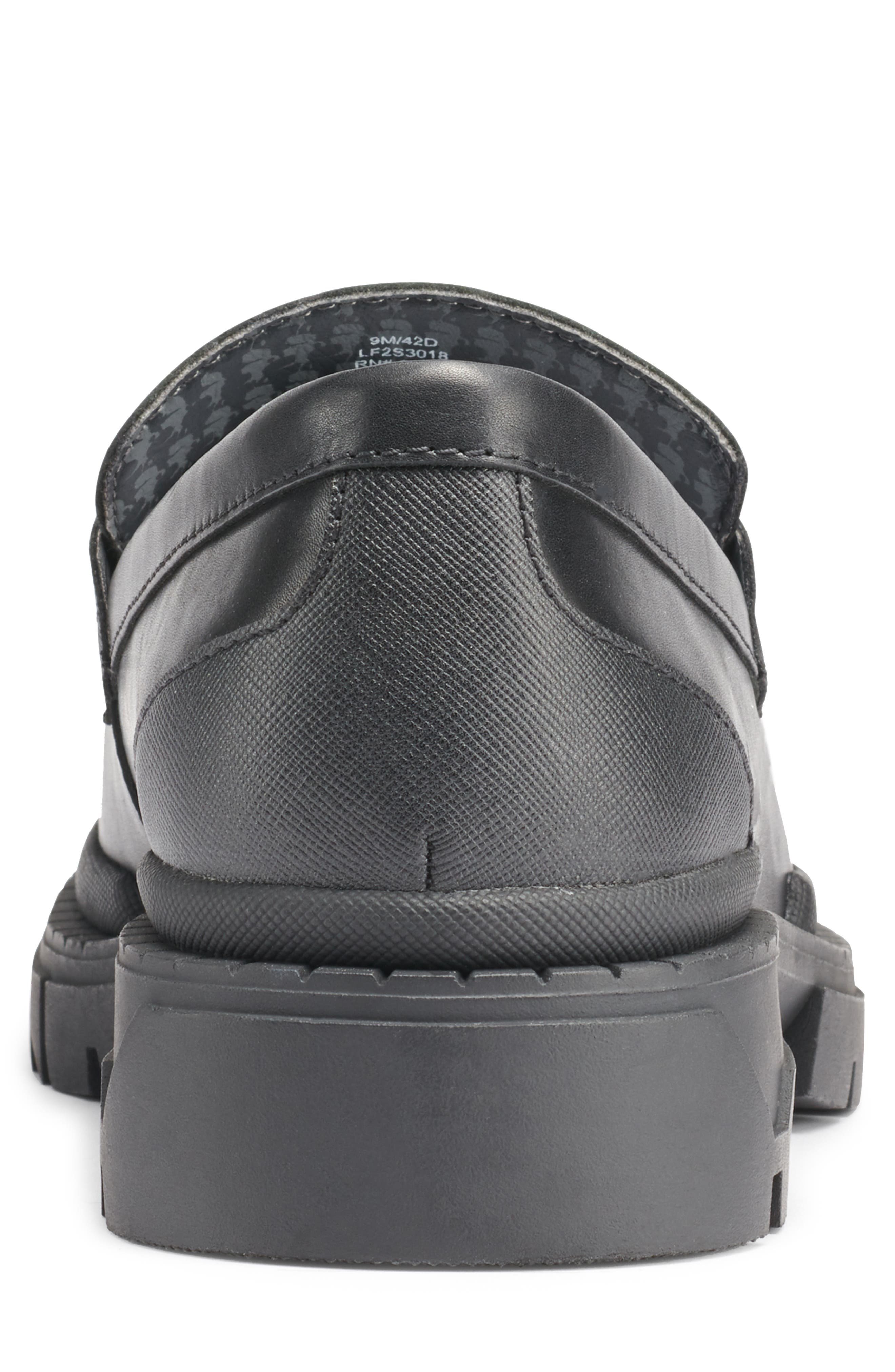 KARL LAGERFELD PARIS Recycled Leather Penny Loafer, Alternate, color, Black