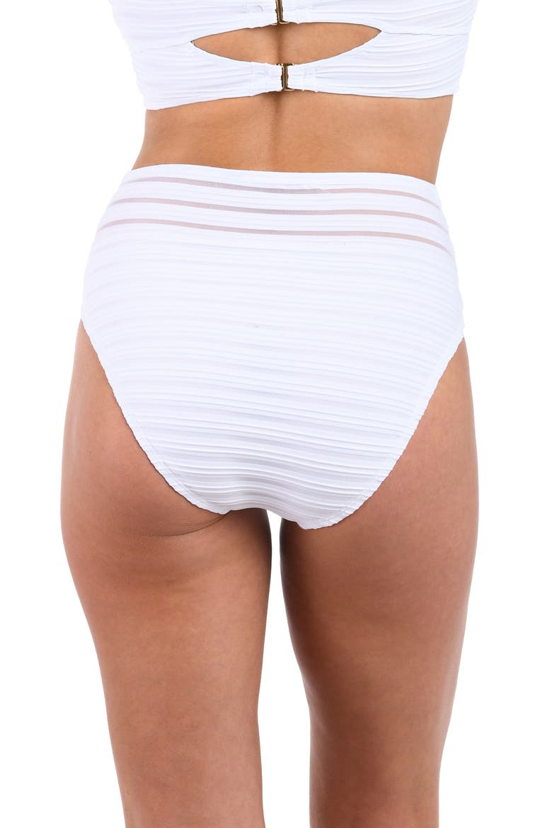 Fluid Lines High Waist Bikini Bottoms, Alternate, color, WHITE