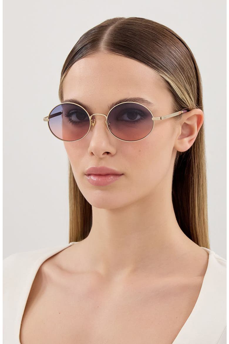 Chloé 55mm Gradient Round Sunglasses GOLD/ BROWN LENS NWT and case Chloe Aly 55mm Metal Round Sunglasses | Neiman Marcus main image 2