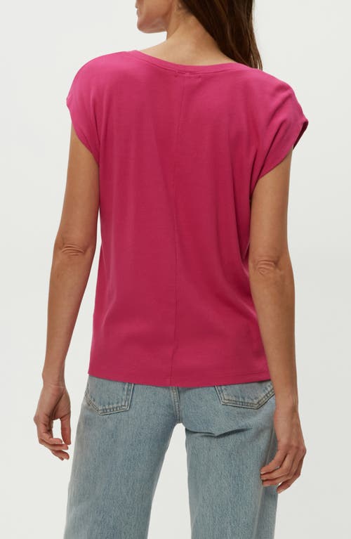 Shop Michael Stars Tati Power Shoulder Rib Top In Pitaya