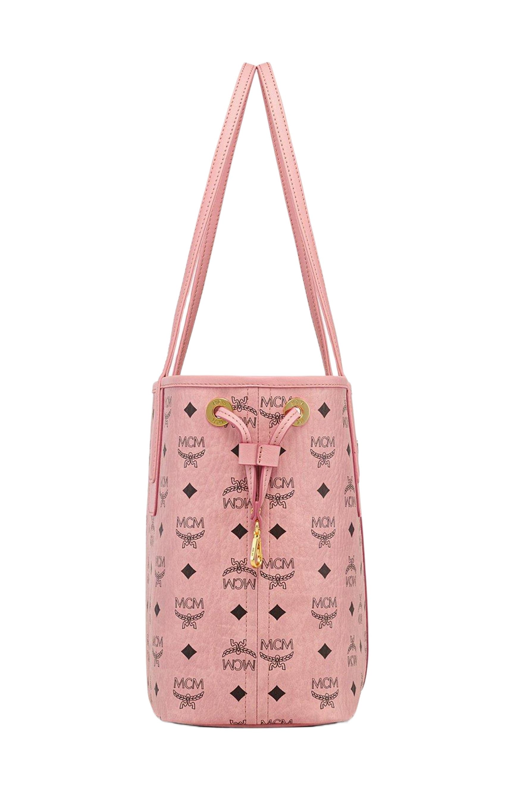 MCM Small Liz Shopper in Visetos, Alternate, color, Pink