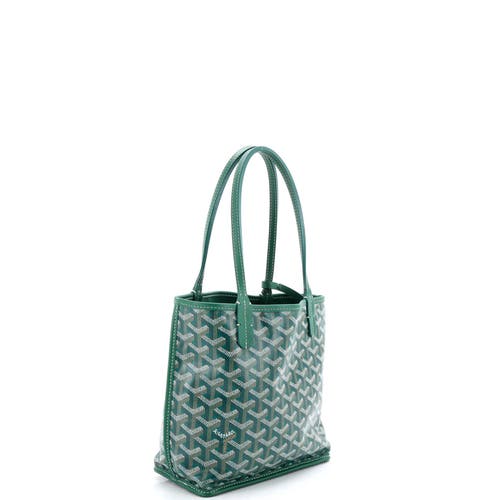 Pre-owned Goyard Goyard Anjou Reversible Tote Coated Canvas Mini In Green