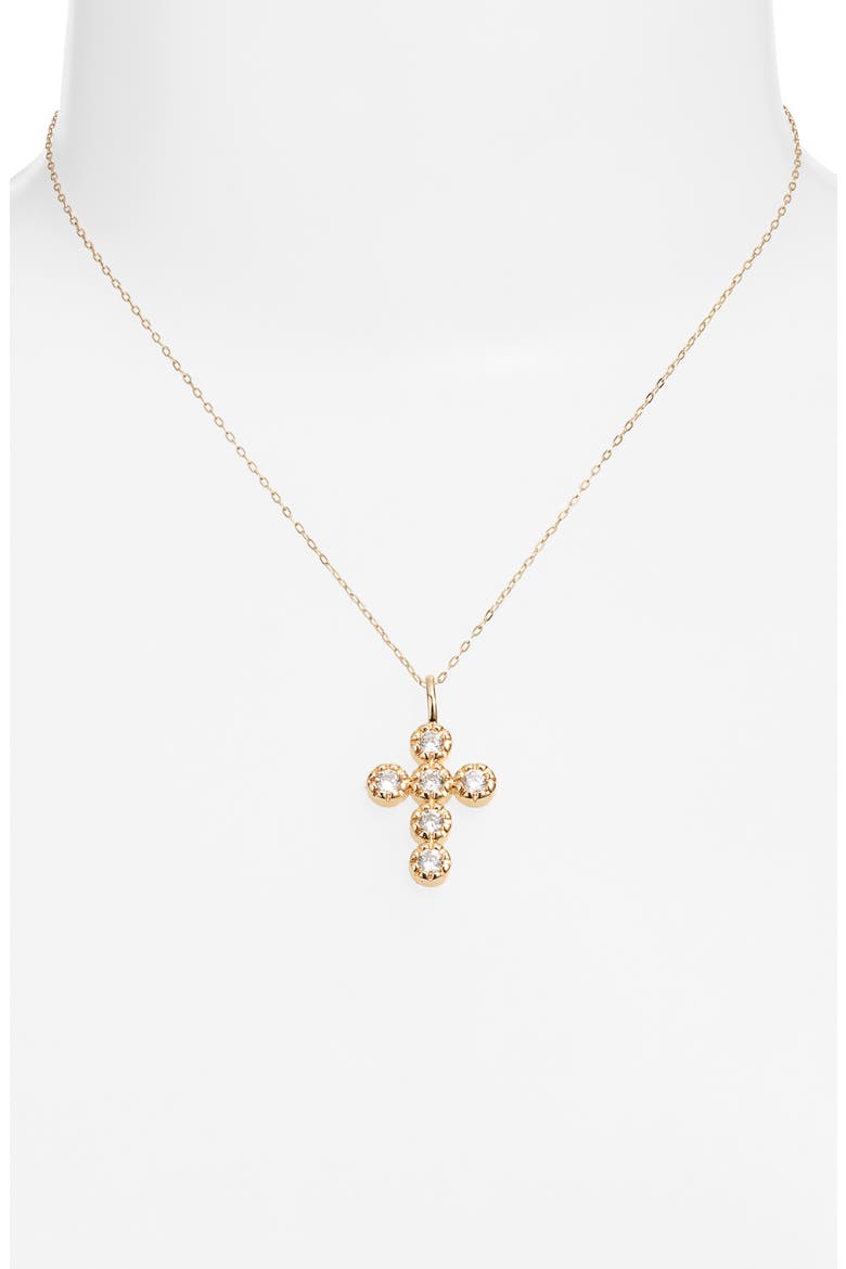 Eternal Cubic Zirconia Cross Pendant Necklace, Alternate, color, GOLD