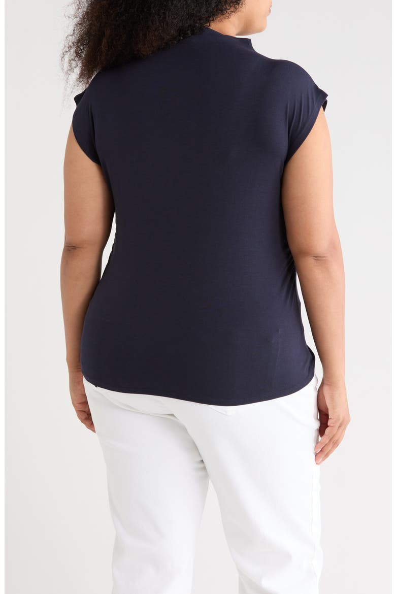 Ruched Mock Neck Top, Alternate, color, NAVY NIGHT