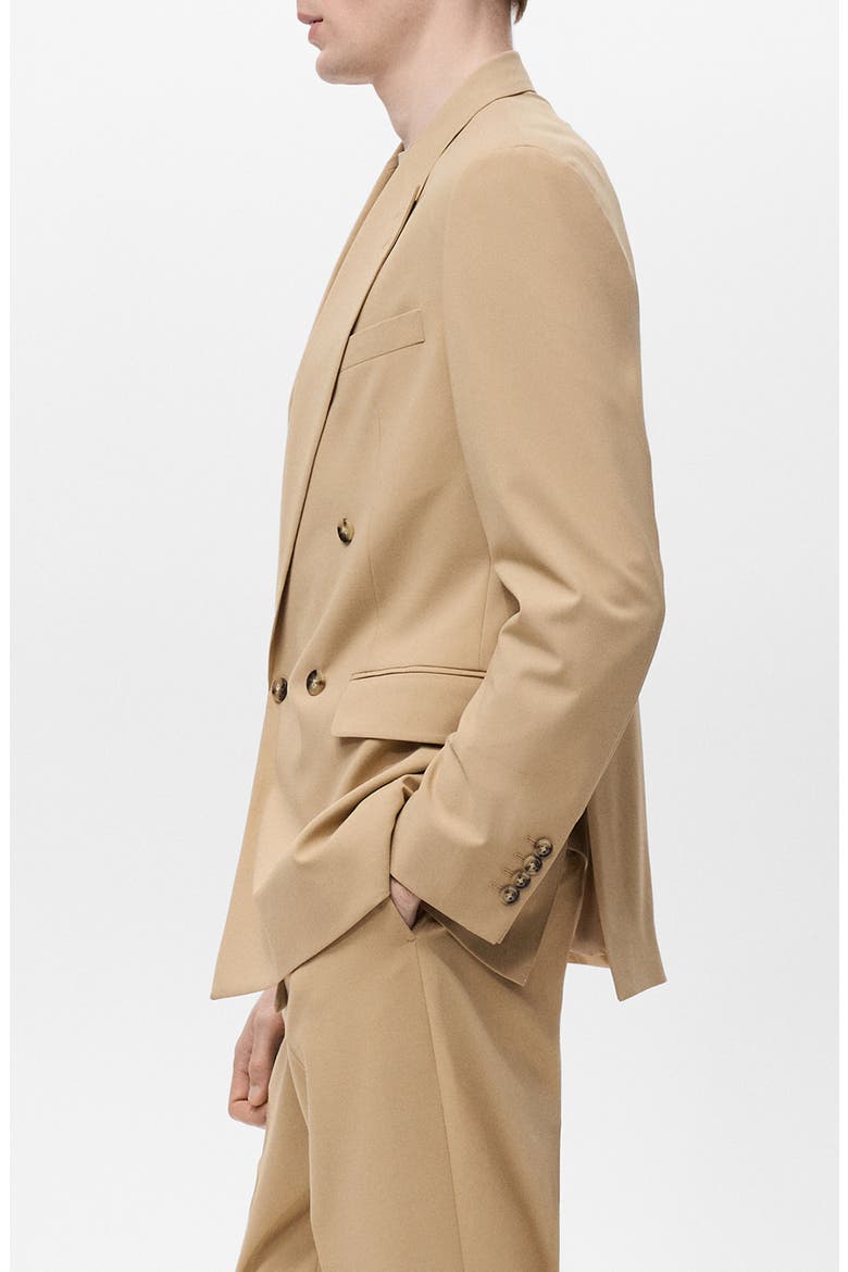 Relaxed Fit Double Breasted Suit Jacket, Alternate, color, BEIGE