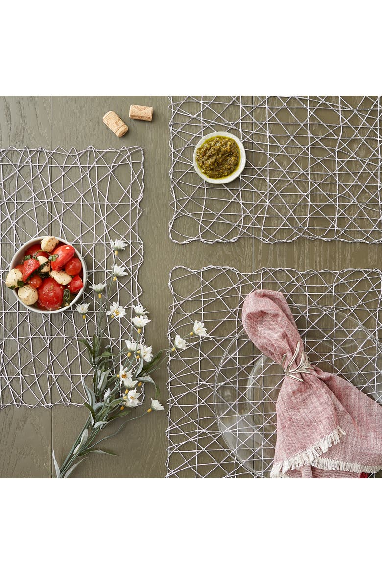 Woven Paper Square Placemat Set/6, 16x16", Alternate, color, Silver