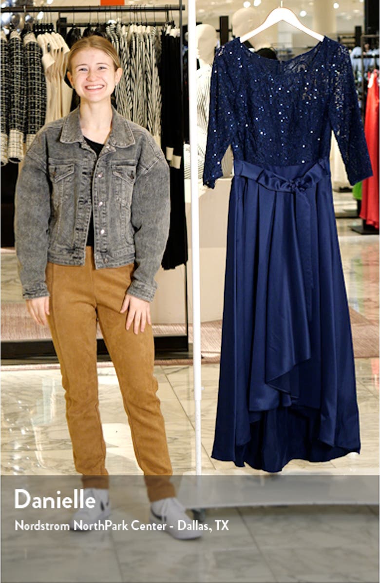 Sequin Lace High-Low Cocktail Dress, sales video thumbnail