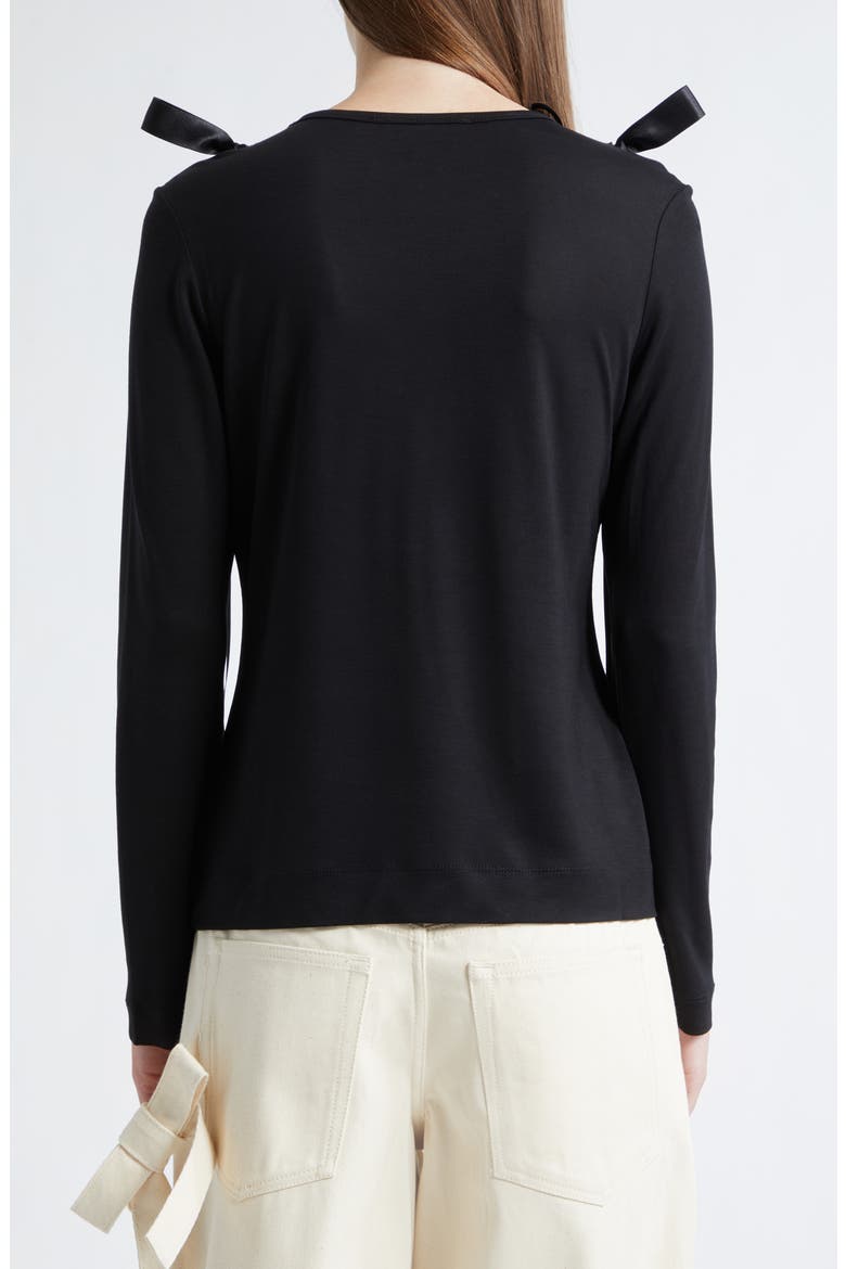 Bow Ribbon Tail Long Sleeve T-Shirt, Alternate, color, BLACK