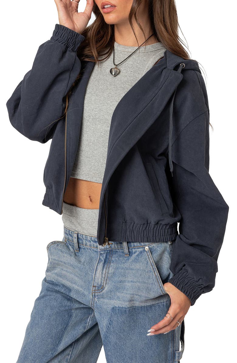 Milly Oversize Zip Crop Hoodie