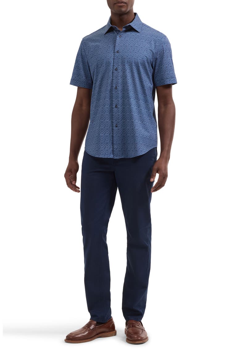 Miles OoohCotton® Tech Print Button-Up Shirt, Alternate, color, NAVY