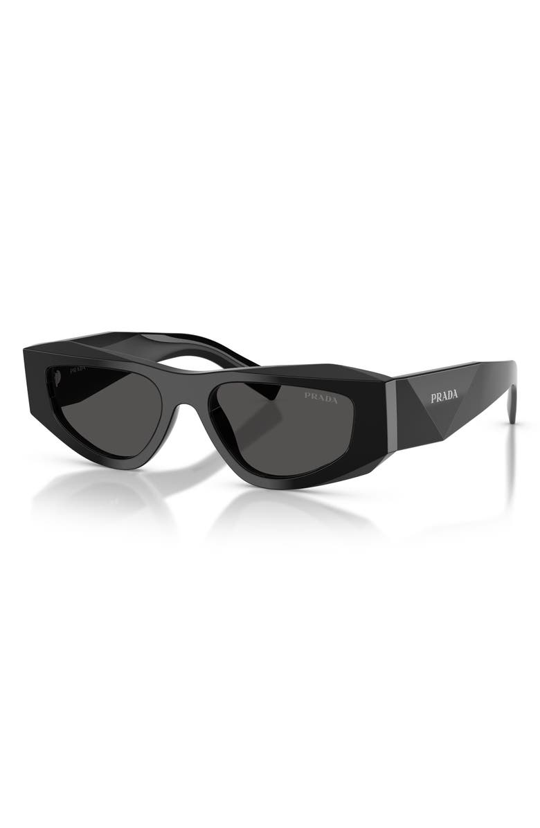 Prada 53mm Pillow Sunglasses, Alternate, color, Black / Dark Grey