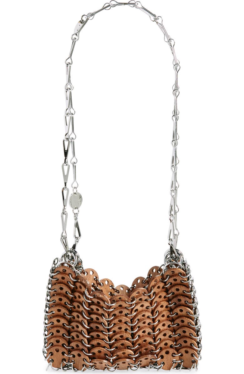 Rabanne 1969 Iconic Wood & Metal Shoulder Bag, Main, color, Rust / Silver