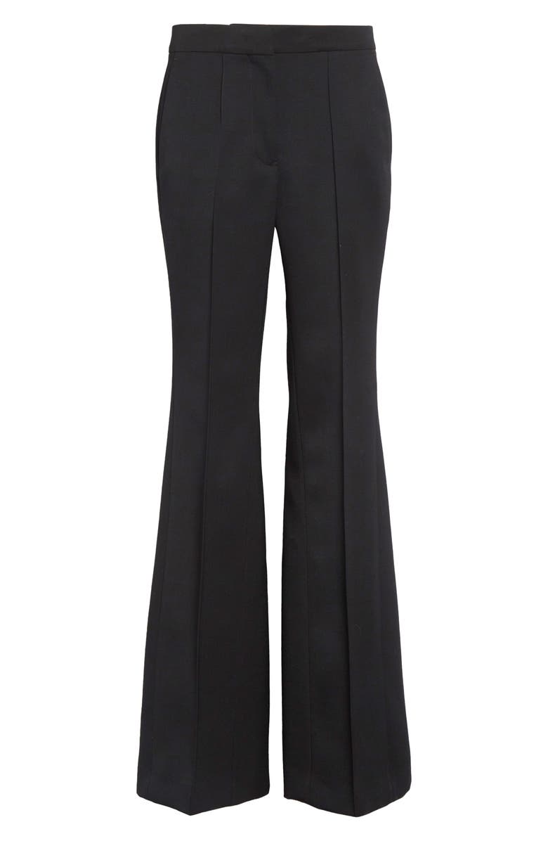 Jil Sander Pintucked Wool Grain de Poudre Flare Trousers, Alternate, color, Black
