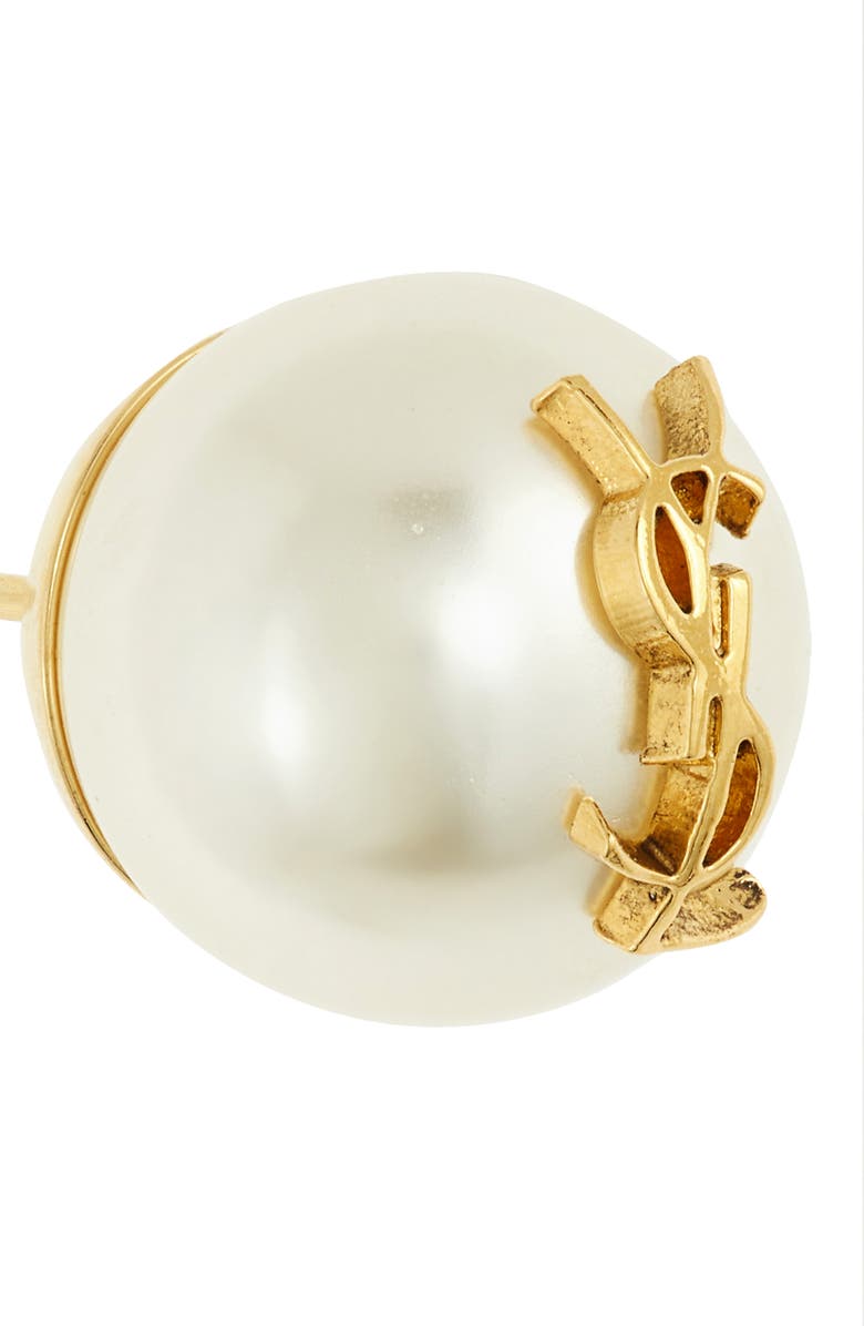 Saint Laurent \YSL Mixed Size Imitation Pearl Stud Earrings, Alternate, color,