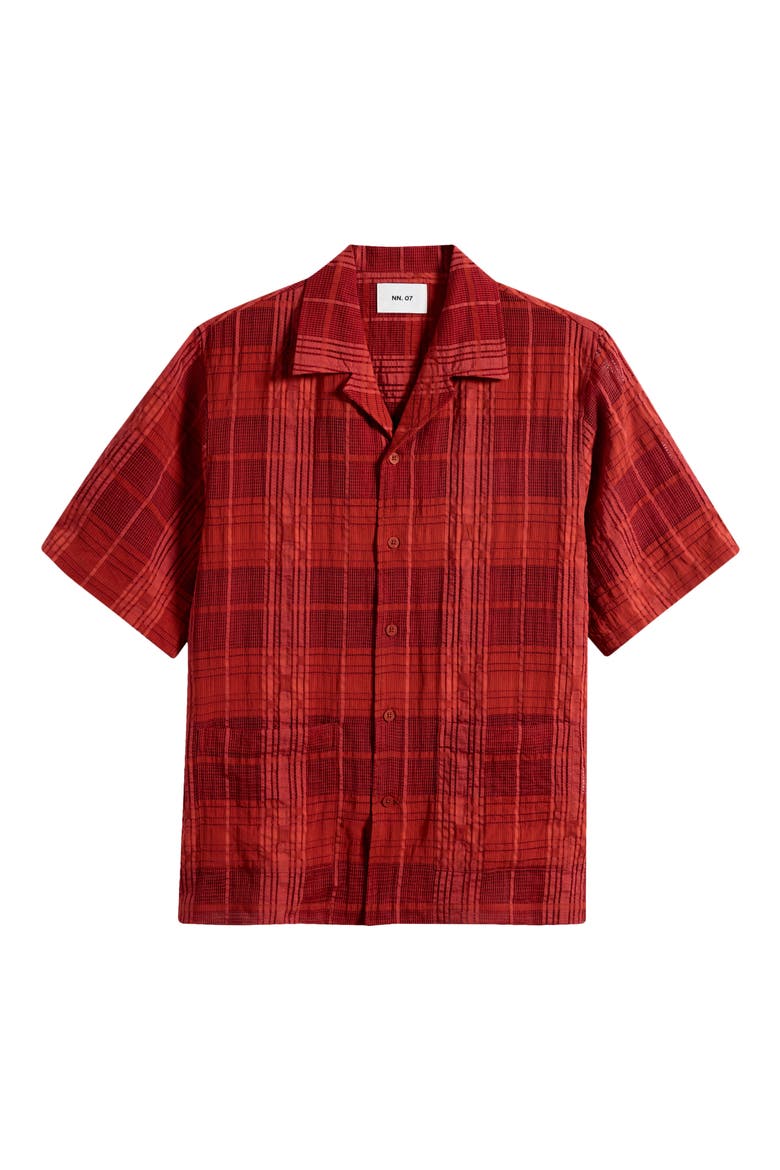 Ben 50066 Textured Short Sleeve Button-Up Shirt, Alternate, color, SIENNA HEAT