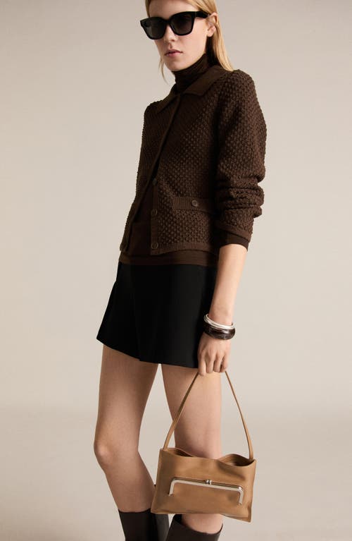 Mango Textured Cardigan In Brown