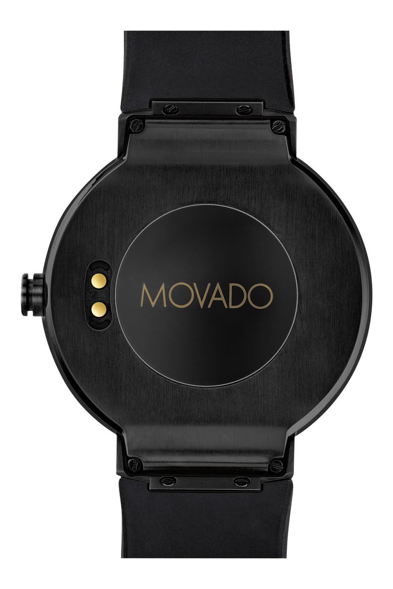 Connect Silicone & Leather Strap Smart Watch, 44mm, Alternate, color, NAVY/ BLACK/ GUNMETAL