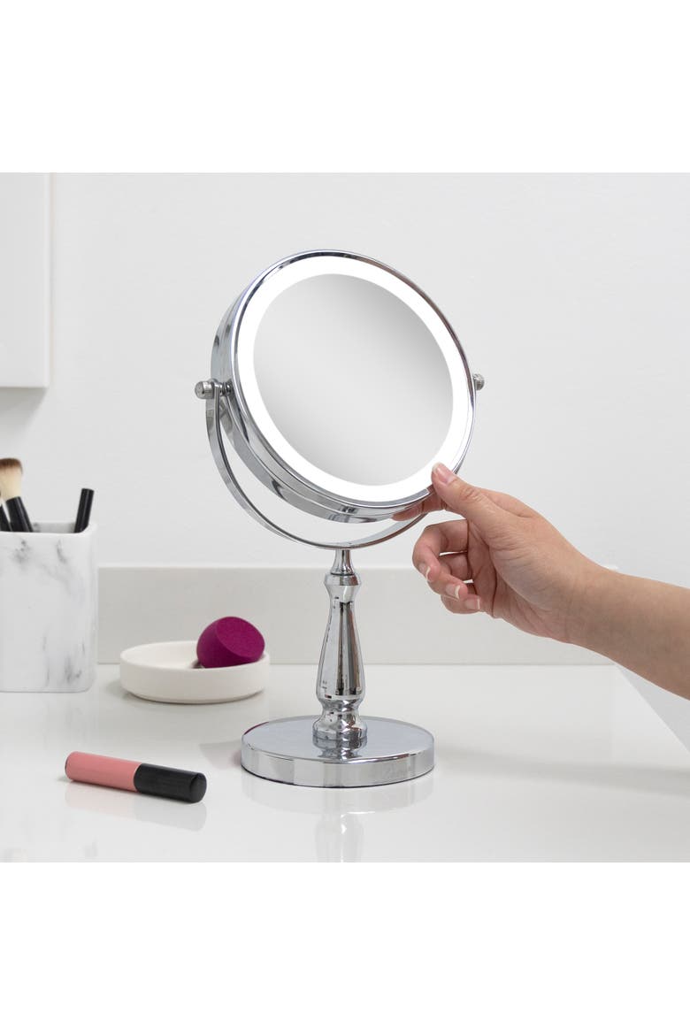 Lighted Makeup Mirror with 8X/1X Magnifications, Alternate, color, Chrome