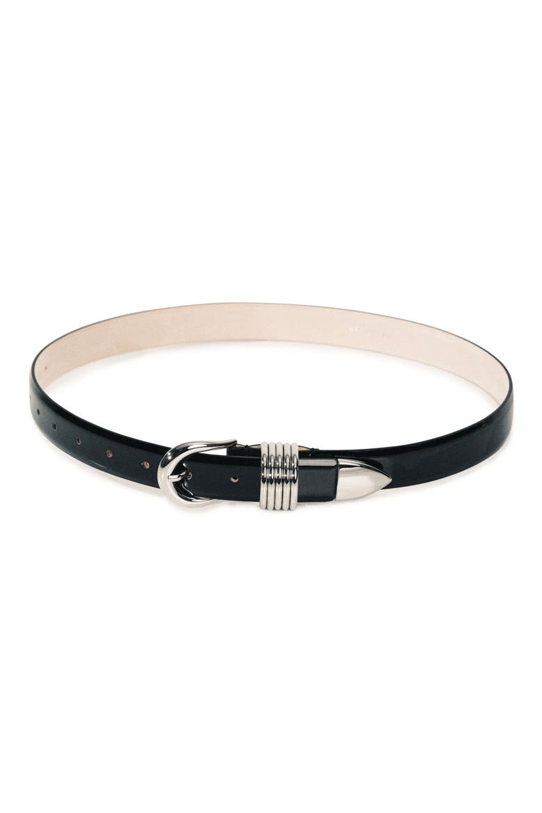 Hollyhock Patent Leather Belt, Main, color, BLACK SILVER