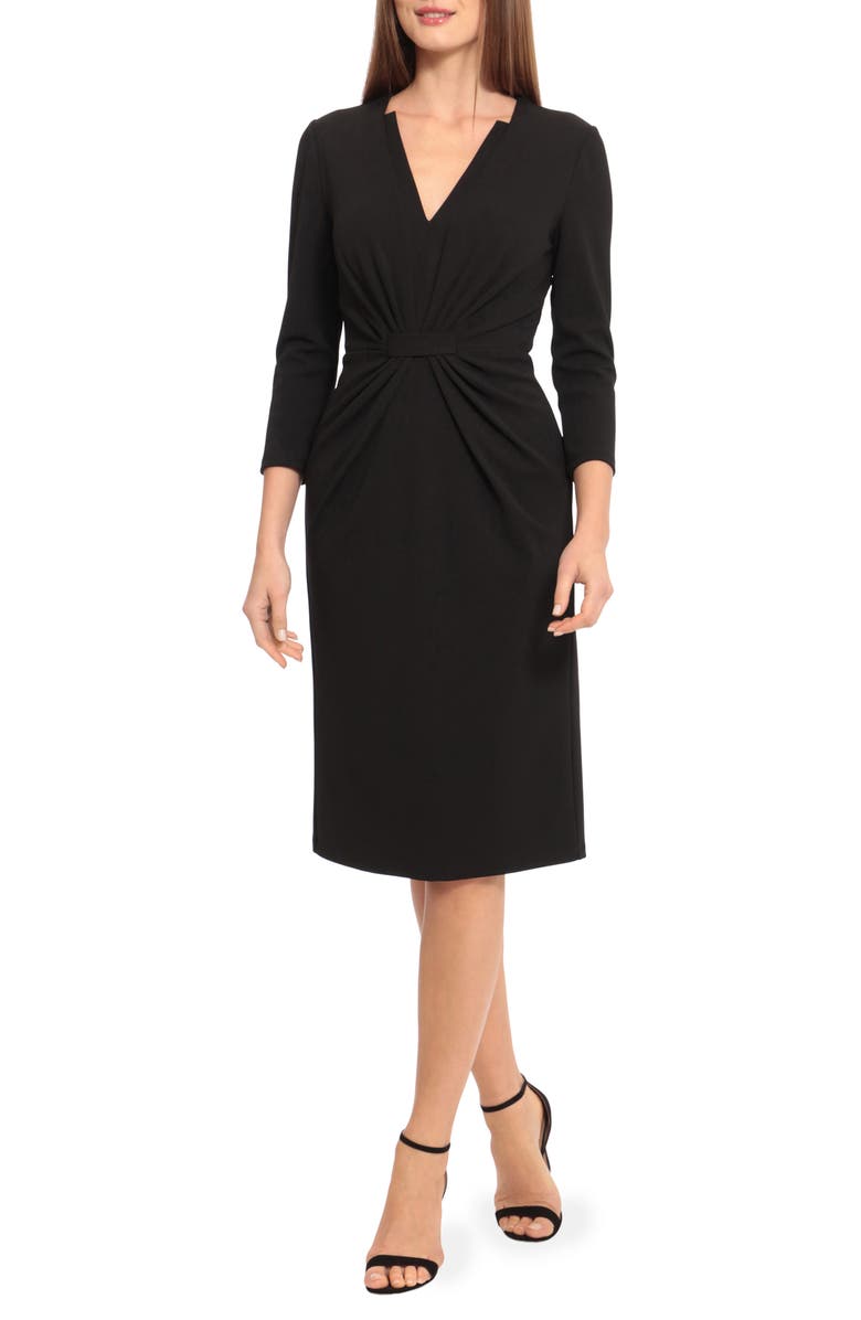 Maggy London Center Ruched Sheath Dress, Alternate, color, Black