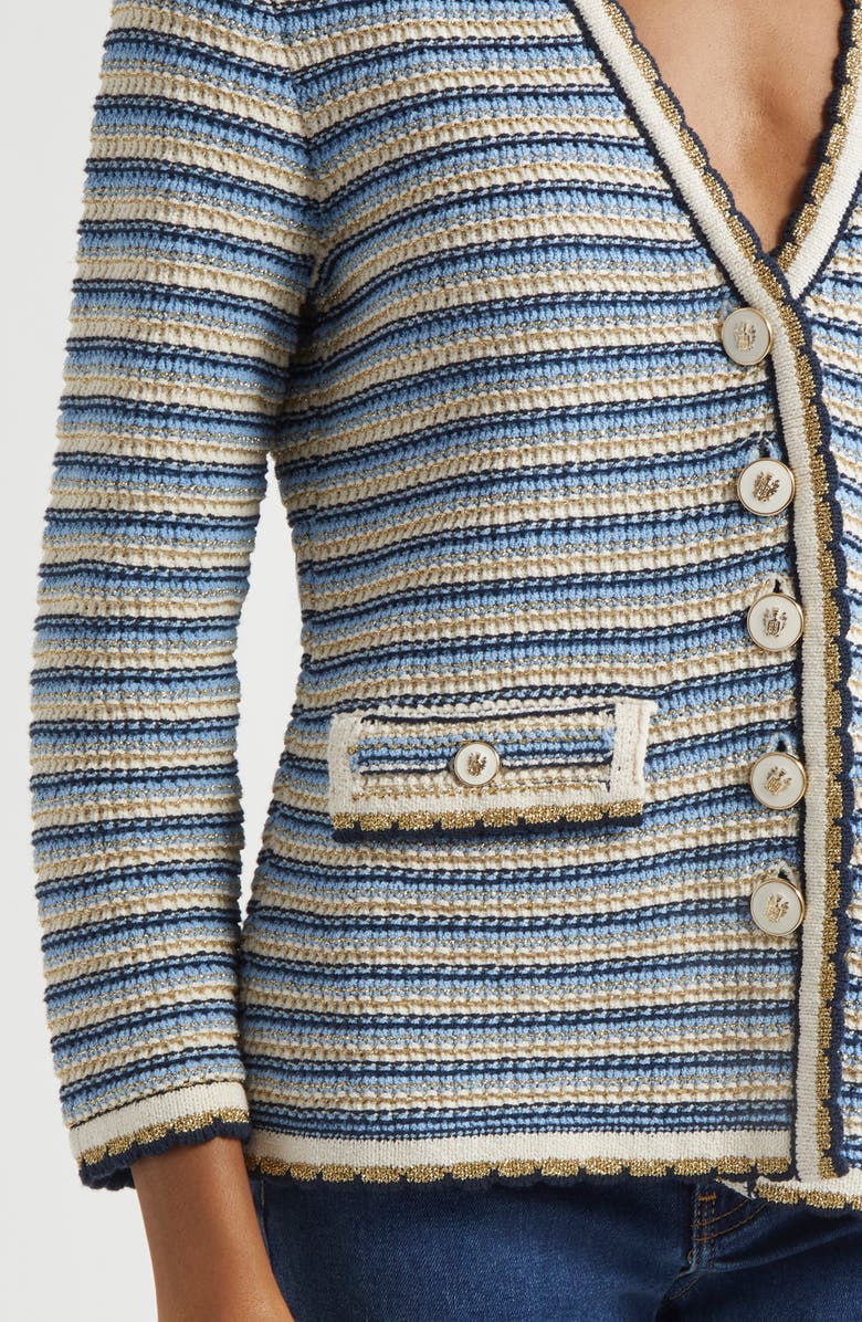 Veronica Beard Ceriani Knit Jacket, Alternate, color, Navy Multi