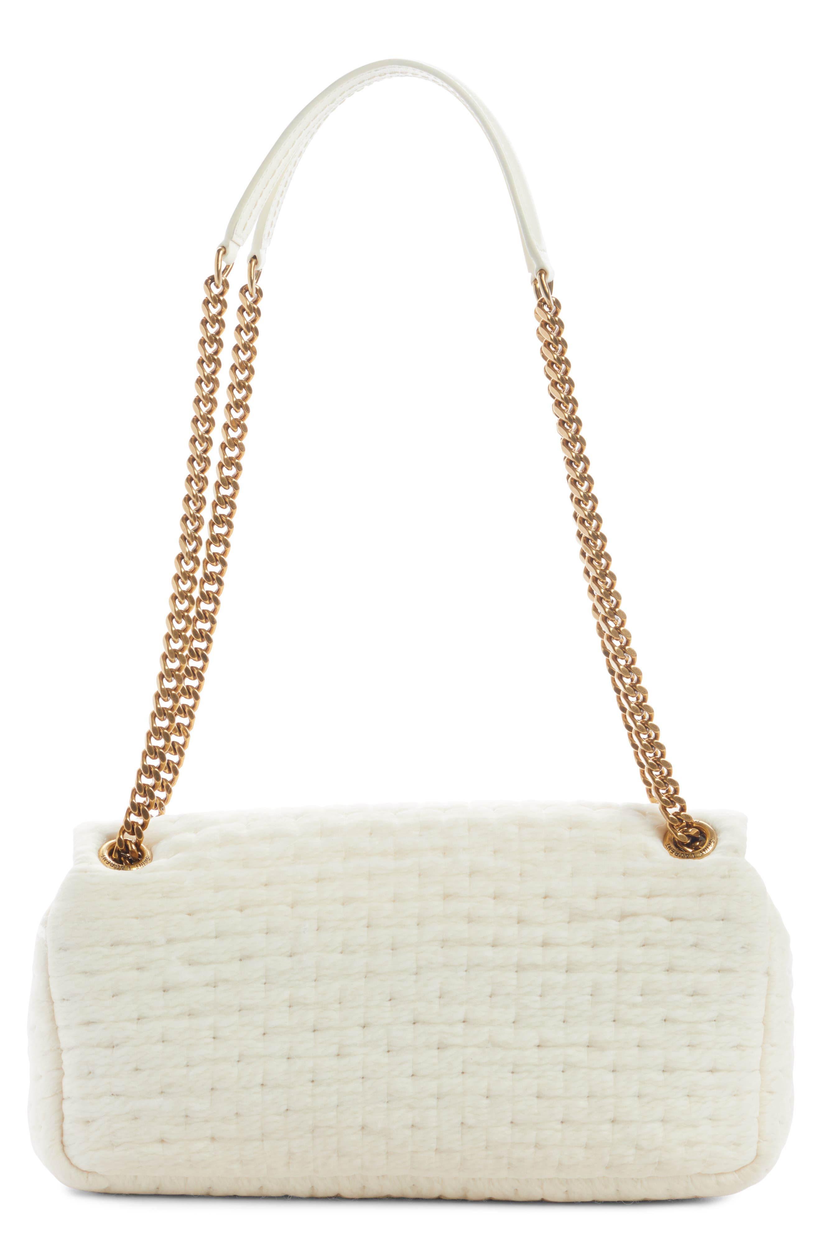Saint Laurent Small Lou Organza Puffer Shoulder Bag, Alternate, color, White Corn/ New Chant