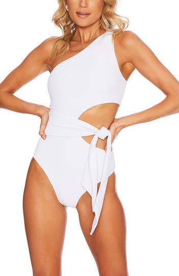 BEACH RIOT BEACH RIOT CARLIE CUTOUT ONE-SHOULDER TIE WAIST ONE-PIECE SWIMSUIT