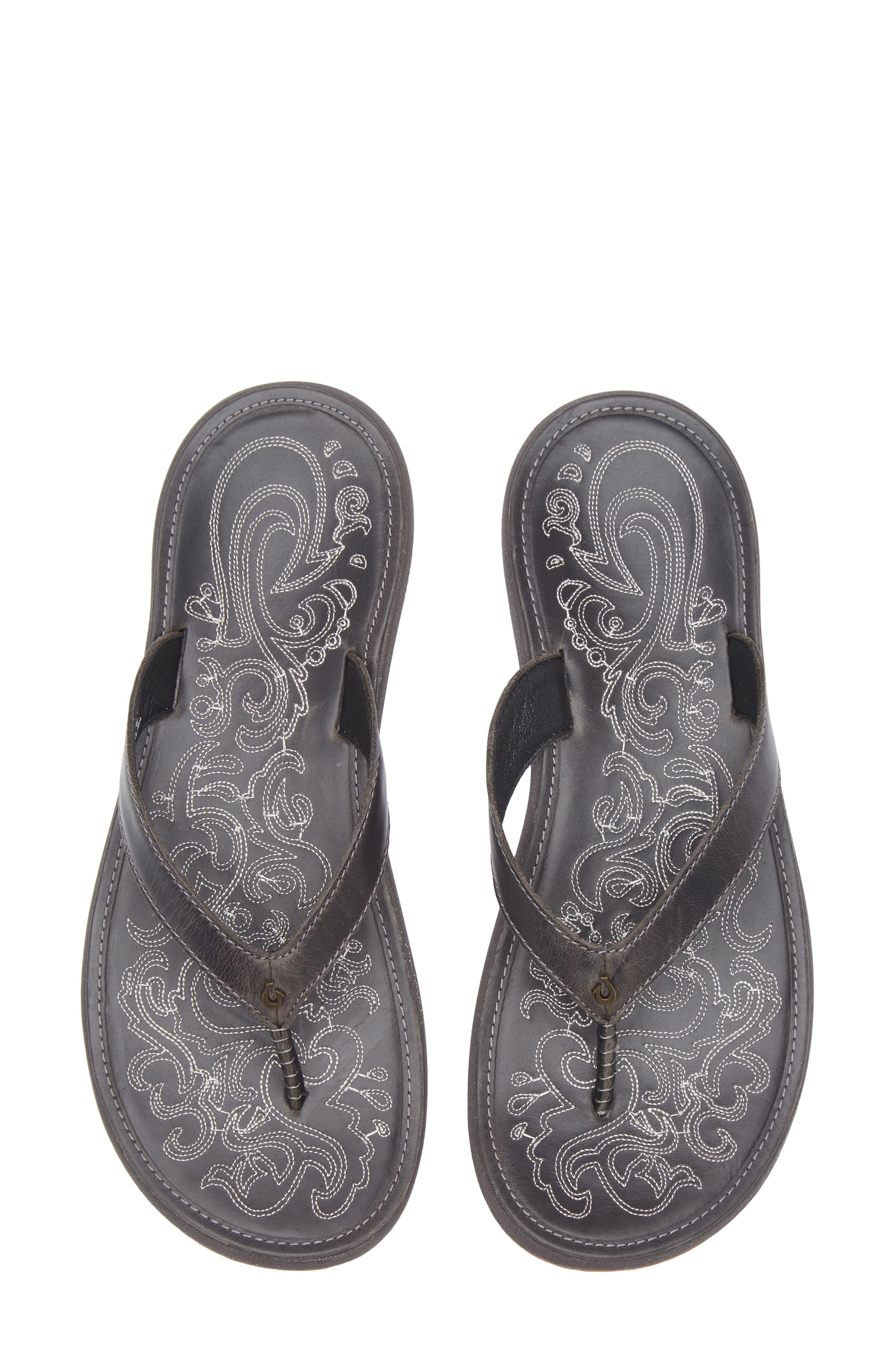 OluKai Paniolo Flip Flop, Alternate, color, Onyx / Onyx