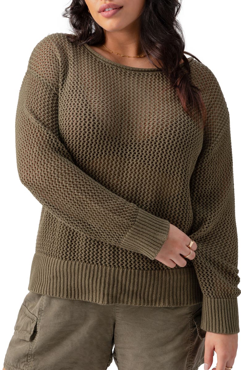 Sanctuary Open Stitch Sweater, Main, color, Burnt Olive