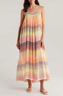 lemlem Eda Mixed Stripe Cotton Blend Cover-Up Sundress