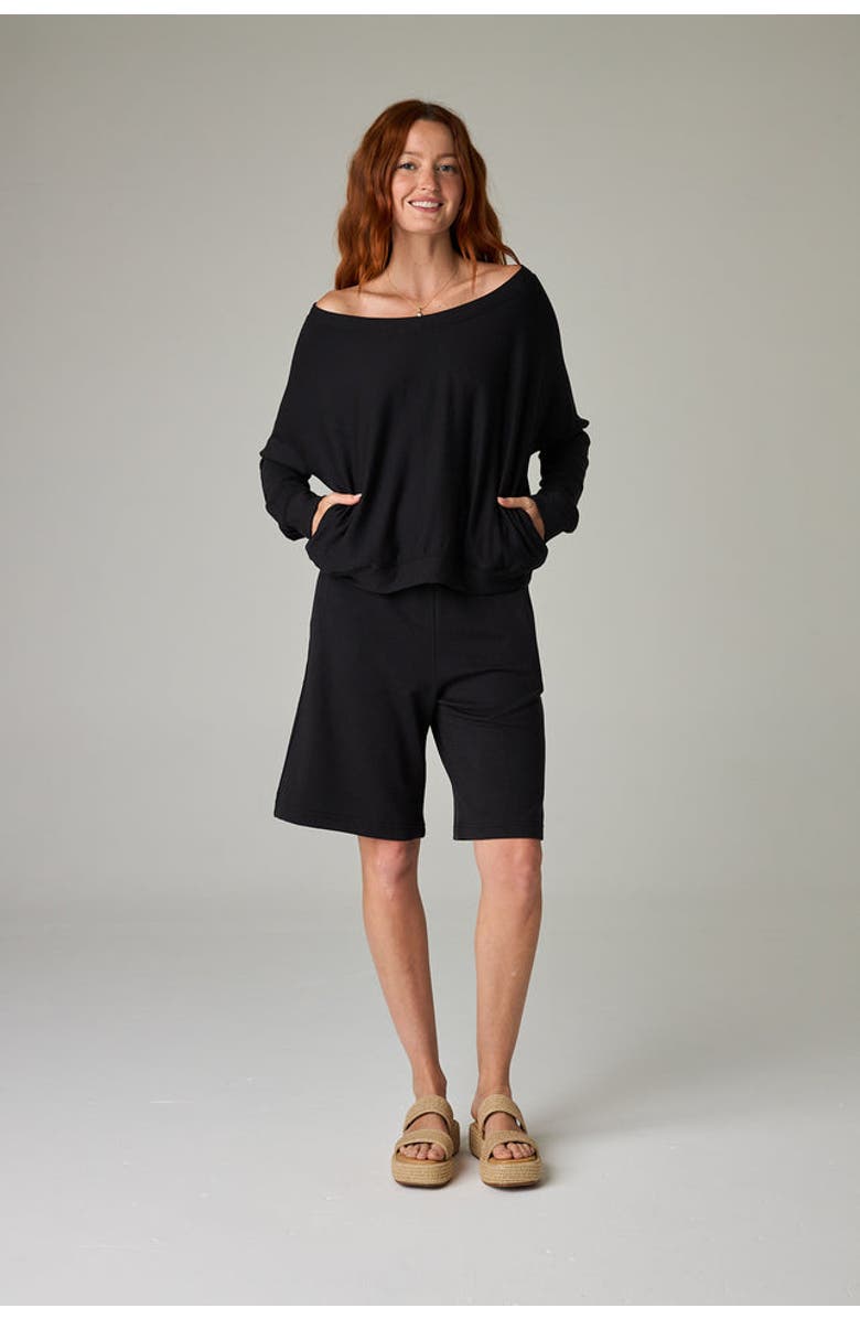 eavolu Baikal Eco-Luxe Fleece Off-Shoulder Crop Top - Cloud-Soft Comfort, Alternate, color,