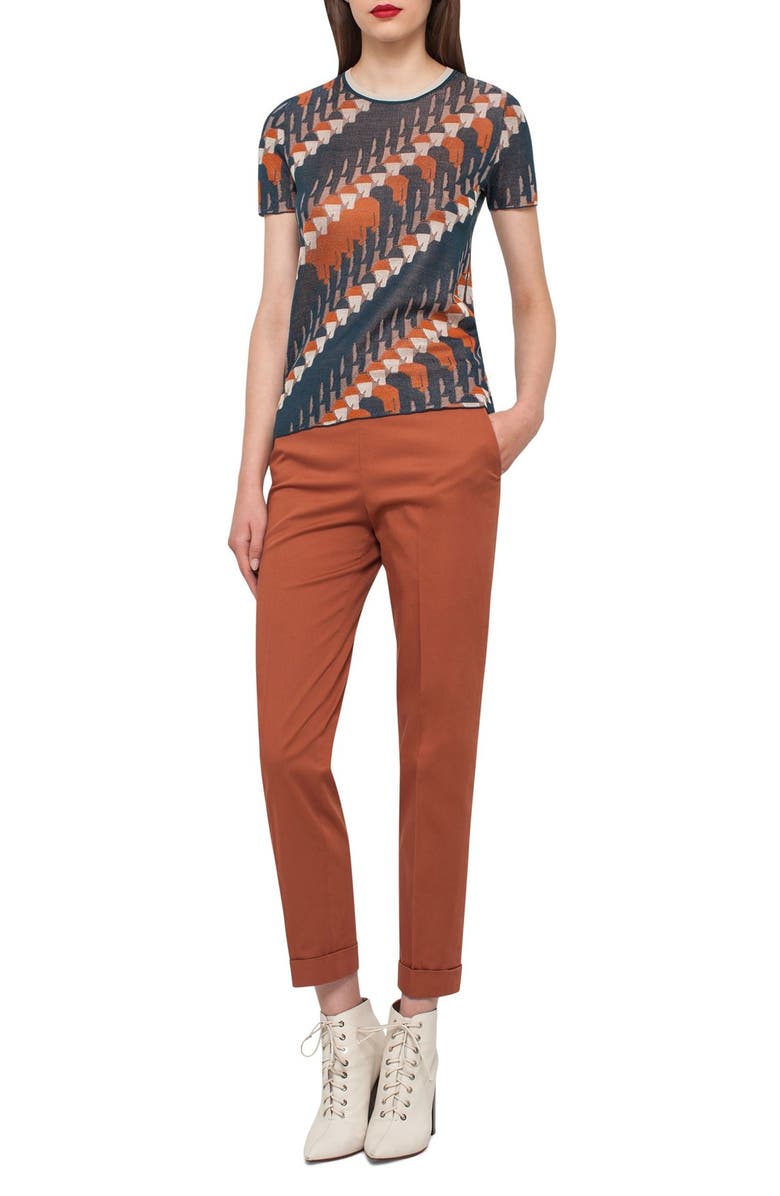 Akris Jockey Silk Blend Jacquard Tee, Alternate, color,