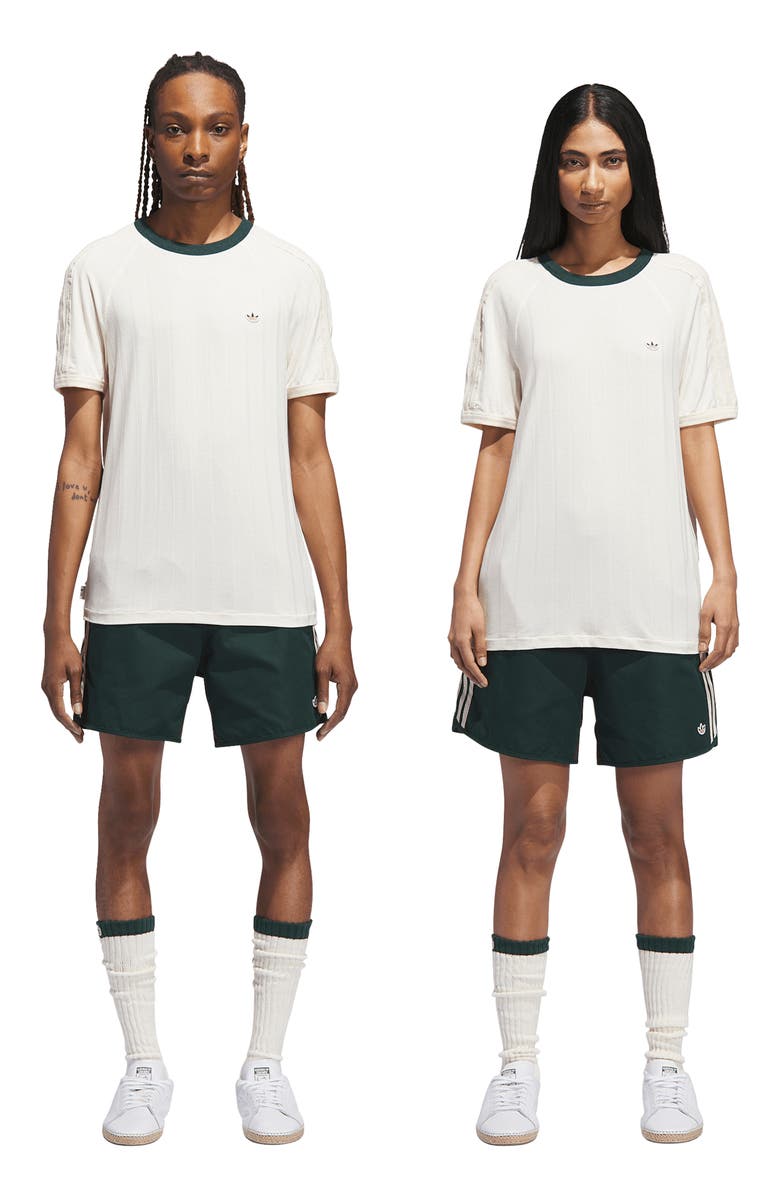 ADIDAS ORIGINALS X CLOT BY EDISON CHEN Colorblock Cotton & Nylon Athletic Shorts, Alternate, color, Green Night/ Dark Brown