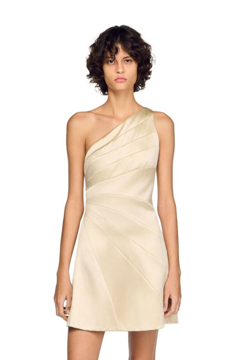 Short cutaway satin-effect dress