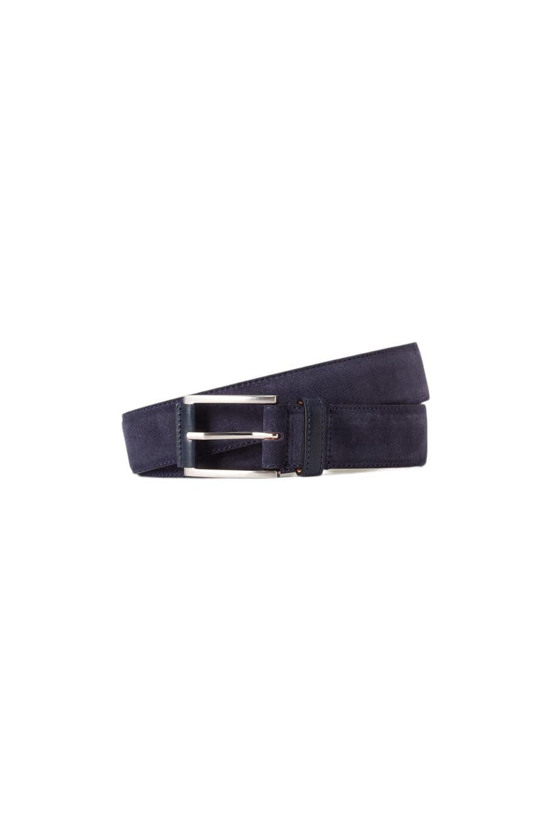 Suede Lewis Belt, Main, color, Navy