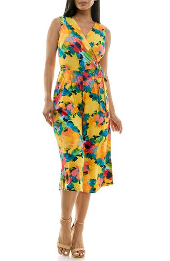 Nina Leonard Surplice Culotte Crop Jumpsuit