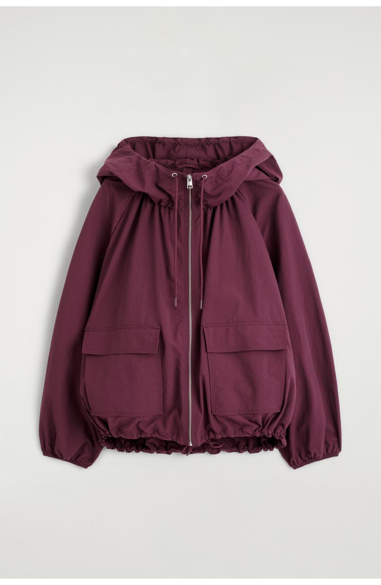 COS Technical Hooded Parka Jacket, Alternate, color, Dark Red