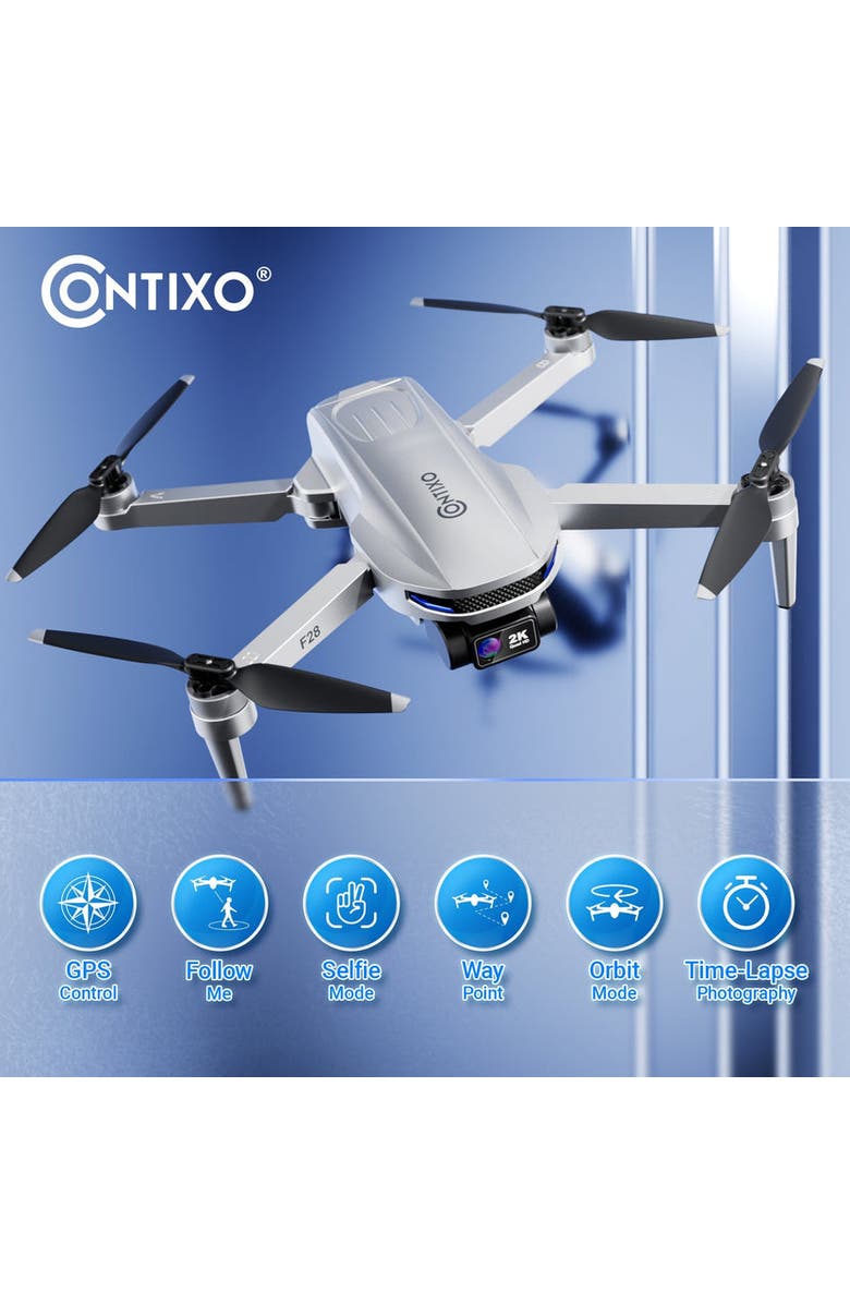 CONTIXO 2K Foldable Camera Drone, Alternate, color, Grey