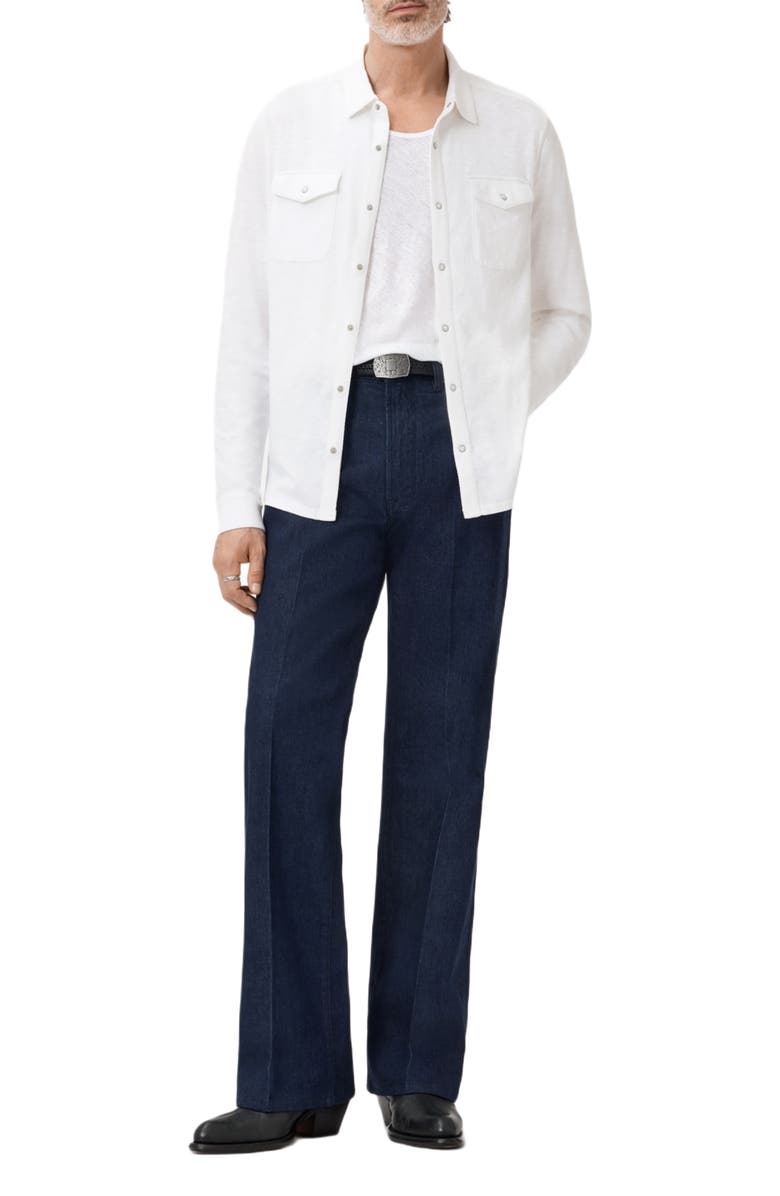 John Varvatos Arvon Knit Western Snap-Up Shirt, Alternate, color, White