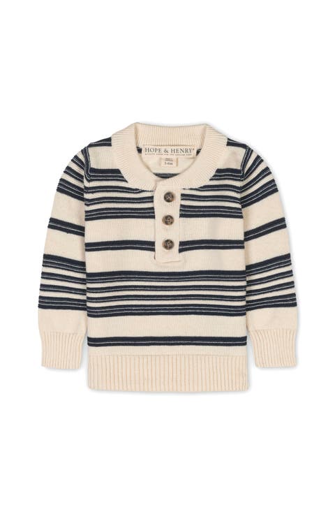 Baby Boys' Organic Sweater Henley with Elbow Patches, Infant