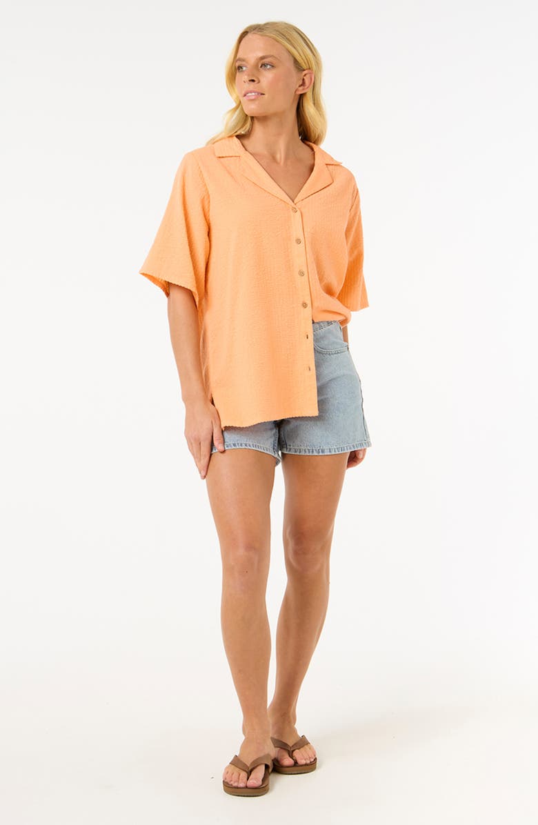 Rip Curl Cala Cadella Textured Seersucker Camp Shirt, Alternate, color, Orange