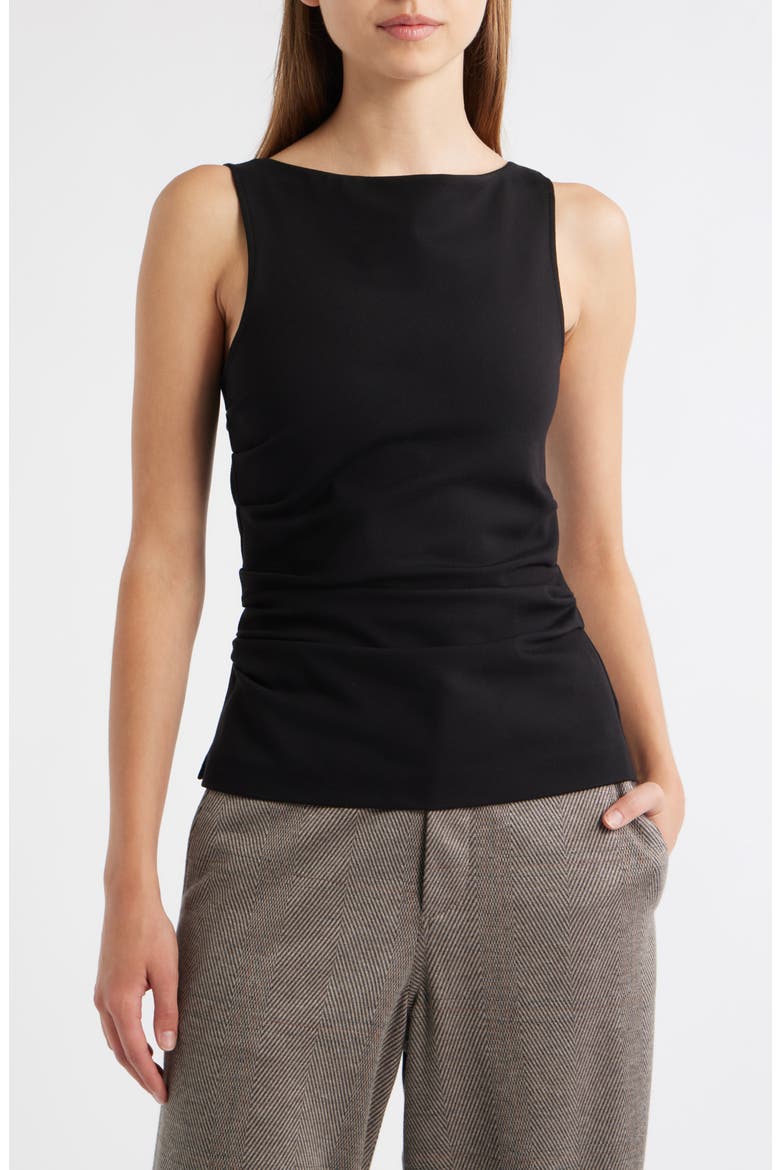 Irina Shirred Ponte Tank, Main, color, BLACK