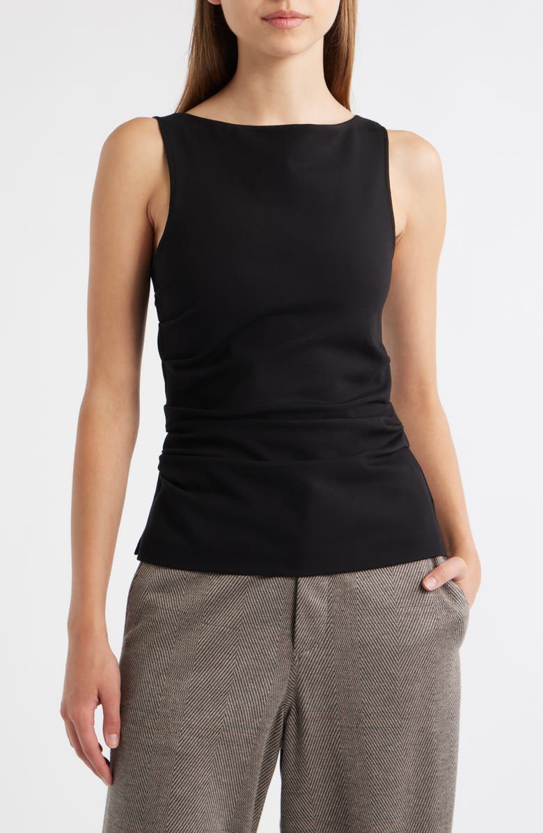 rag & bone Irina Shirred Ponte Tank, Main, color, Black