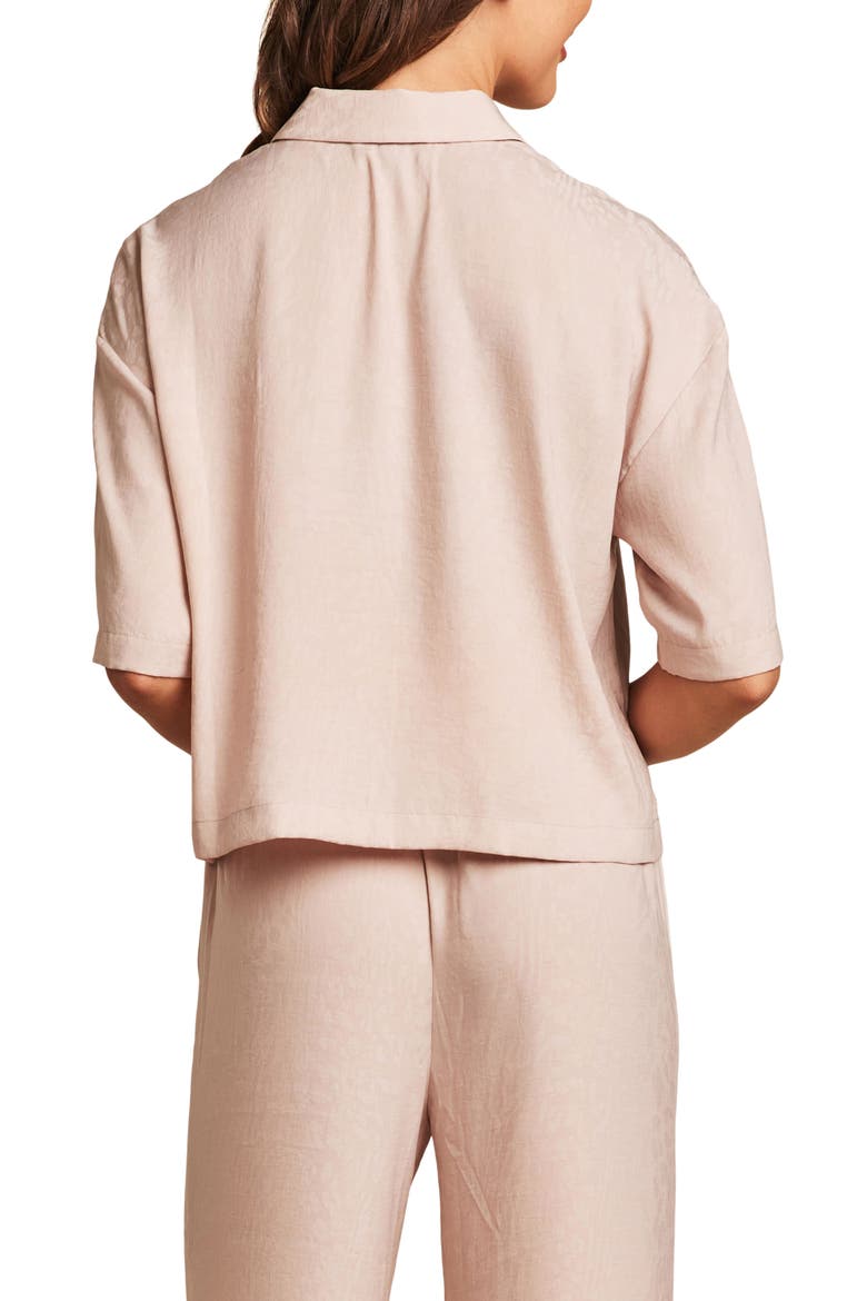 Washed Satin Jacquard Crop Lounge Shirt, Alternate, color, FEATHER