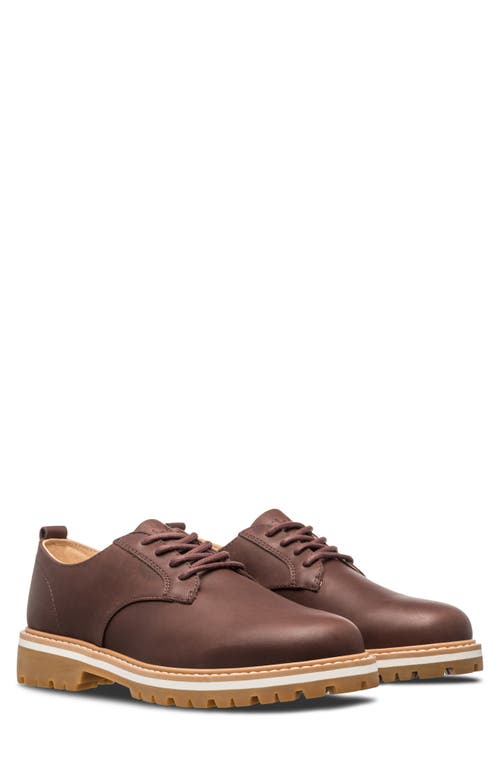 Clae Logan Lugged Plain Toe Derby In Antique Brown Leather