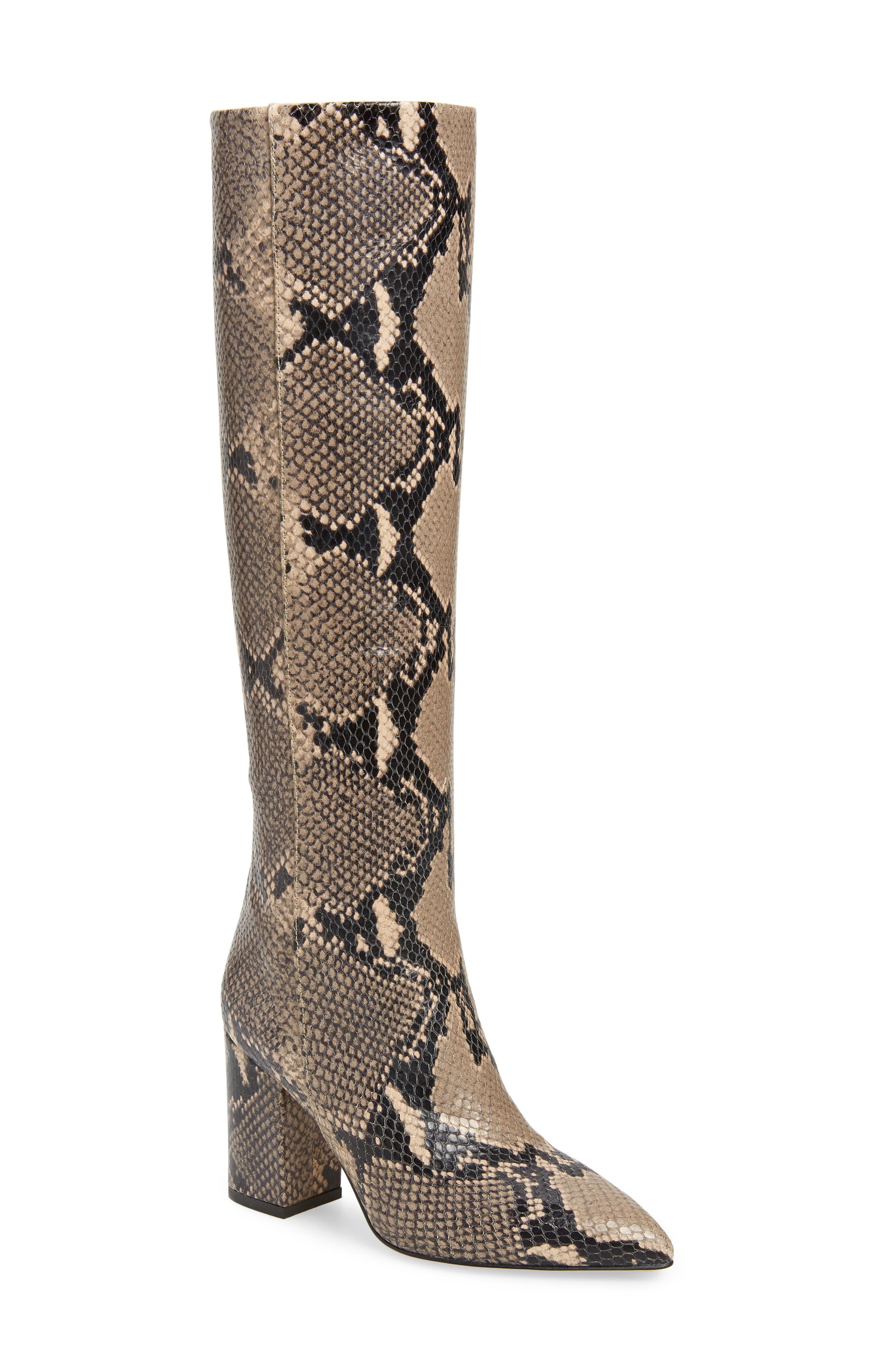 Paris Texas Python Embossed Knee High Boots, Main, color, 