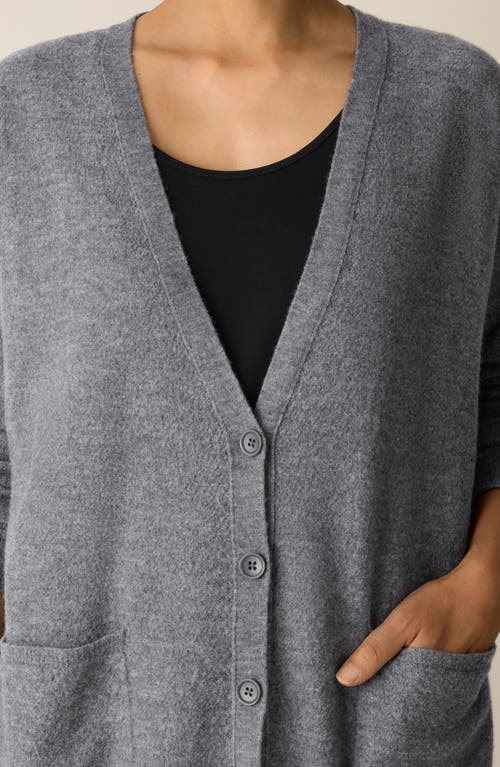 Eileen Fisher Fine Felted Wool Long Cardigan In Regenerative Wool In Gray